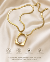 Viva’sPremium Geometric Pearl Snake Chain Gold Plated Necklace