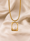 Viva’sPremium Geometric Pearl Snake Chain Gold Plated Necklace