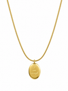 Gold Oval Script Royal Cipher Gold Plated Necklace
