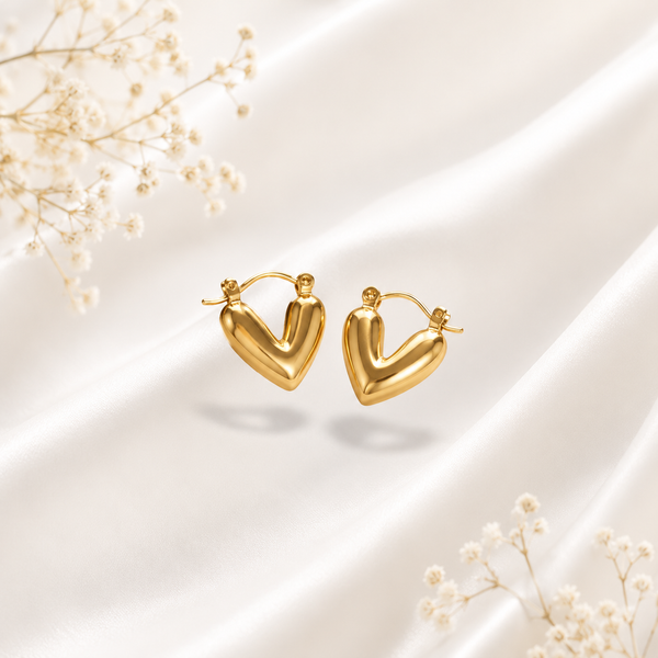 Premium Golden Heart Hoops