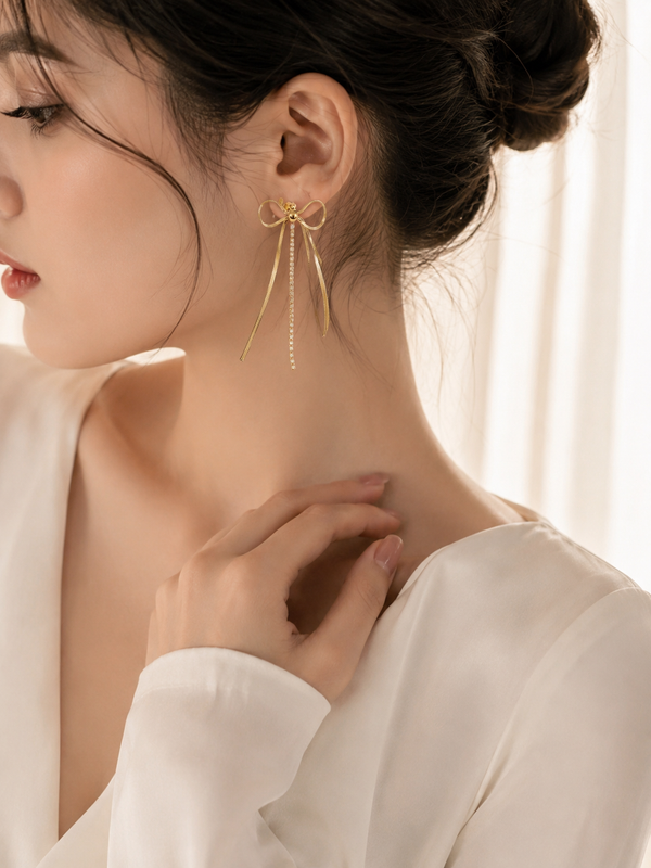 Celeste Bow Luxe Crystal Drop Earrings