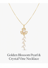 Golden Blossom Pearl & Crystal Vine Necklace