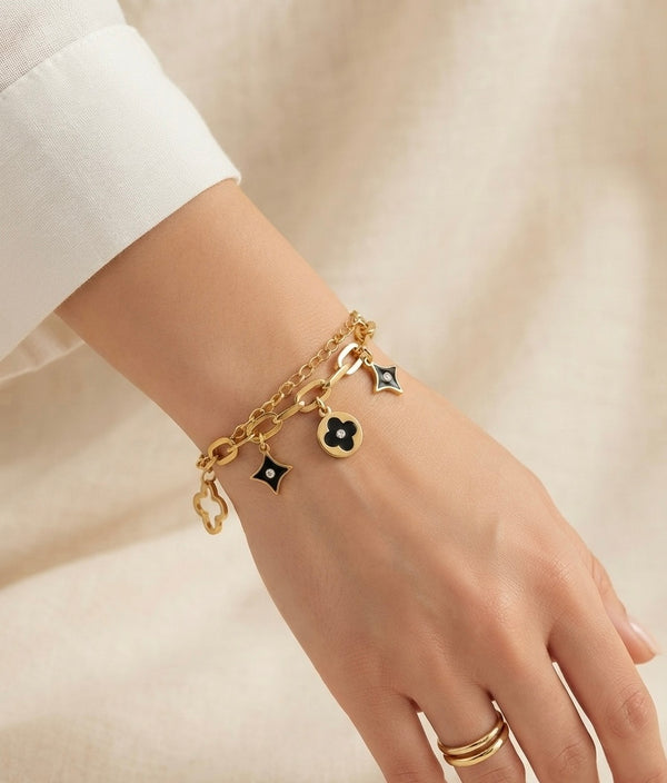 Black & Bold Lux Charm Chain Bracelet
