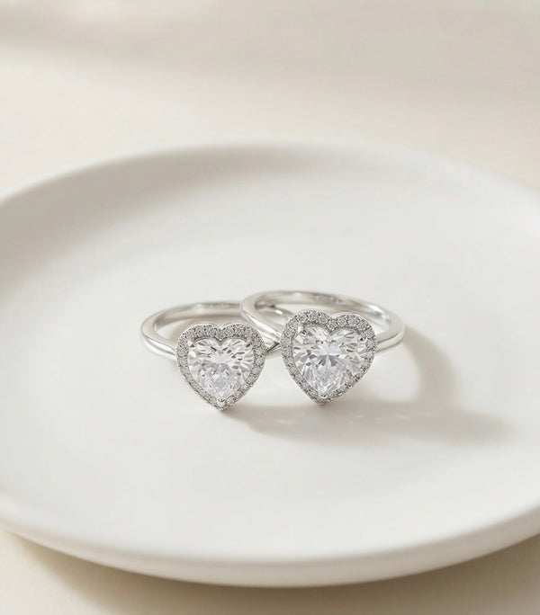 Radiant Heart Crystal Stackable Ring Set (combo offer)