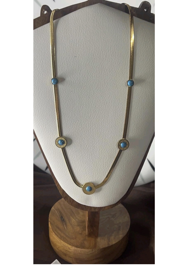 Roman Lux Blue Gold Plated Necklace