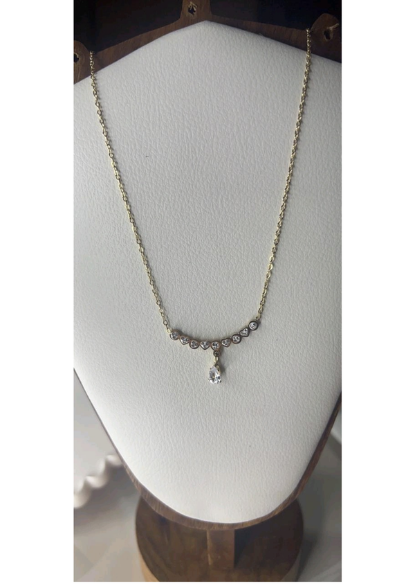 Sovereign Tear Drop Crystal 18k Gold PlatedDaily Wear Necklace