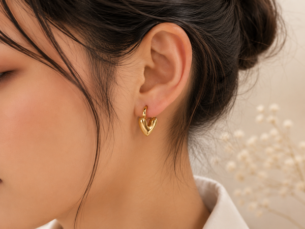 Premium Golden Heart Hoops