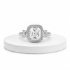 Regal Cushion-Cut Halo Statement Silver Plated Ring