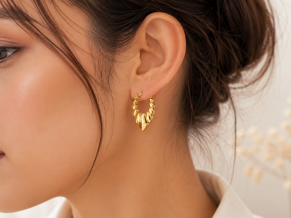 Aurelia Sculpted Gold Plated Hoops
