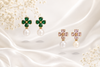 Emerald Bloom Pearl Earrings