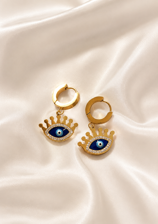 VIVA Royal Evil Eye Crown Hoops