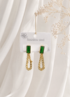 Green Emerald Chain Drop Earrings