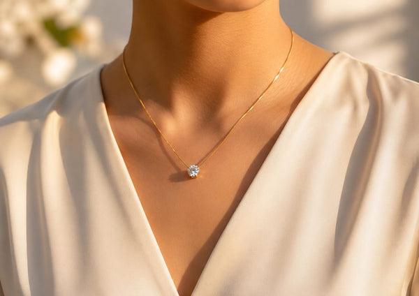 Premium Solitaire Gold Plated Necklace