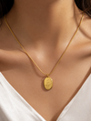 Gold Oval Script Royal Cipher Gold Plated Necklace