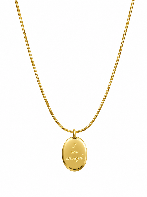 Gold Oval Script Royal Cipher Gold Plated Necklace