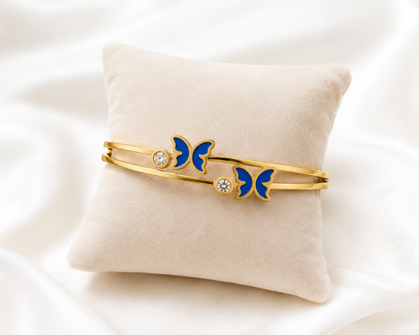 Azure Butterfly Dual-Band Bracelet