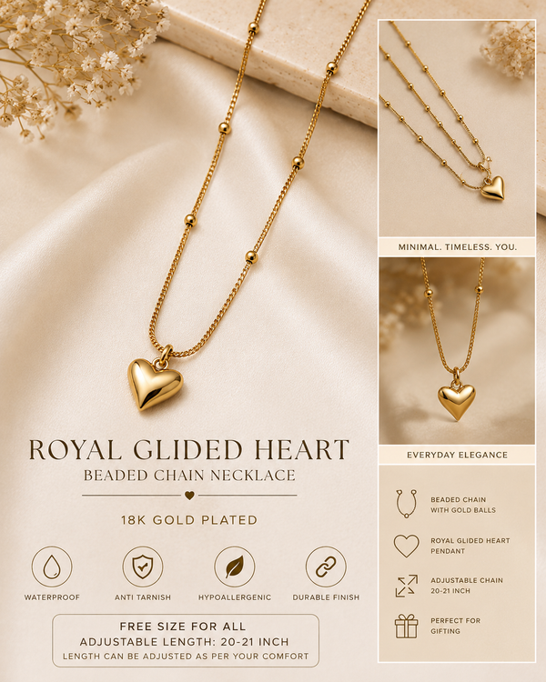 Royal Glided Heart 18k Gold Plated Most Trending Necklace
