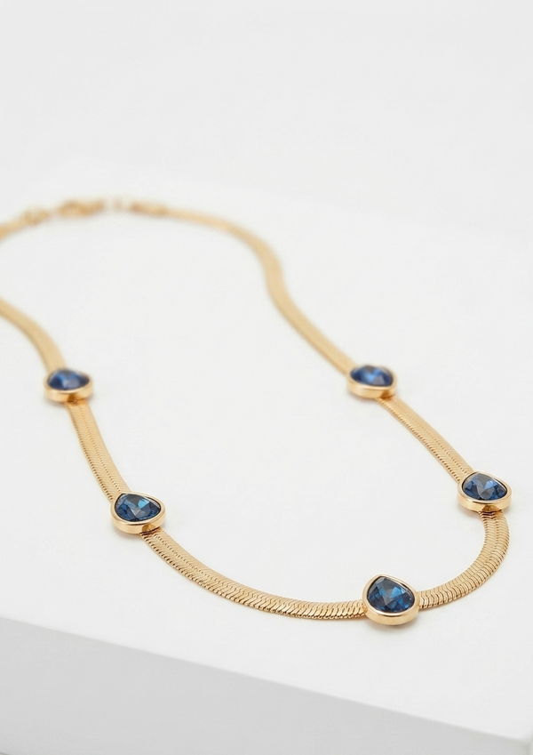 Royal Blue Drop Gold Plated Necklace for gifting