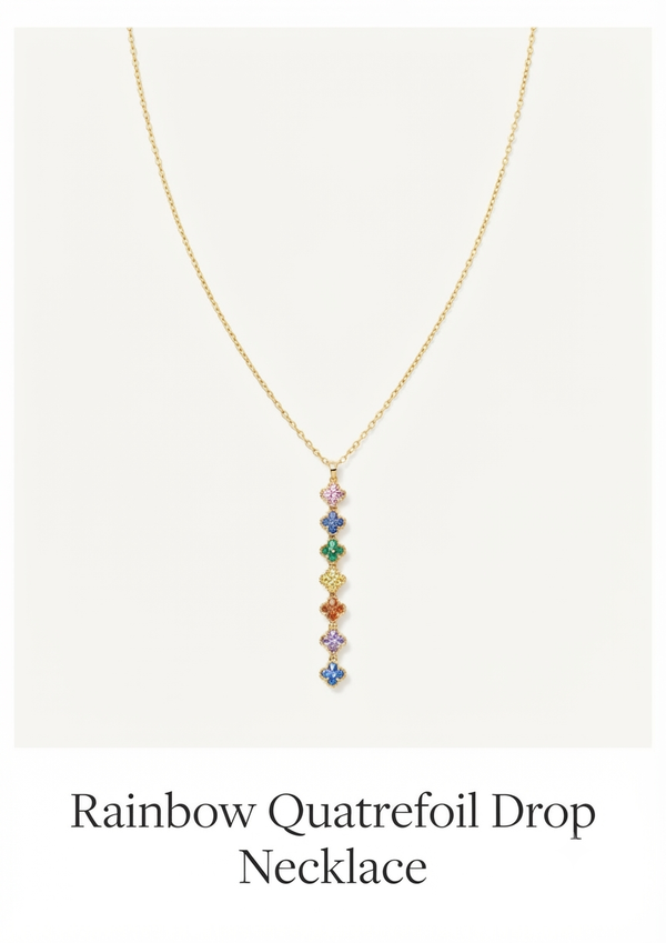 Rainbow Quatrefoil Drop Lux Necklace