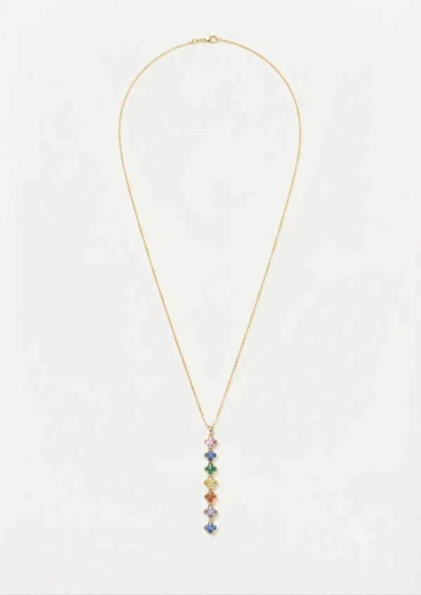 Rainbow Quatrefoil Drop Lux Necklace
