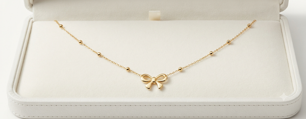 Golden Whimsy Bow Gold Plated Necklace 🎀