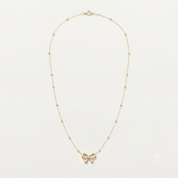 Golden Whimsy Bow Gold Plated Necklace 🎀