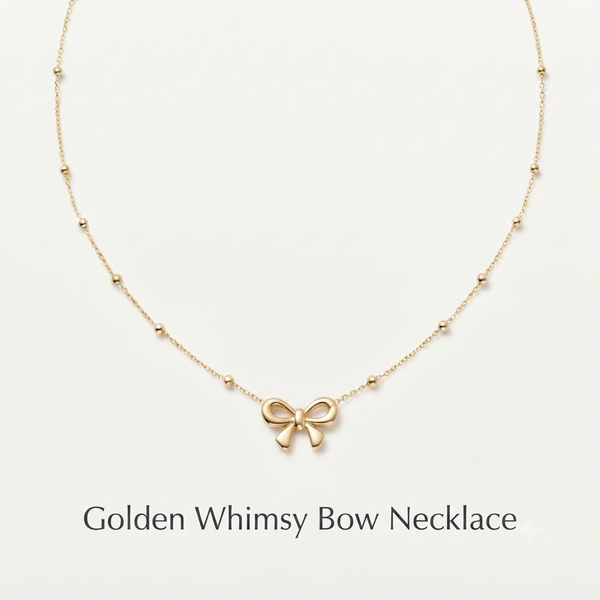 Golden Whimsy Bow Gold Plated Necklace 🎀