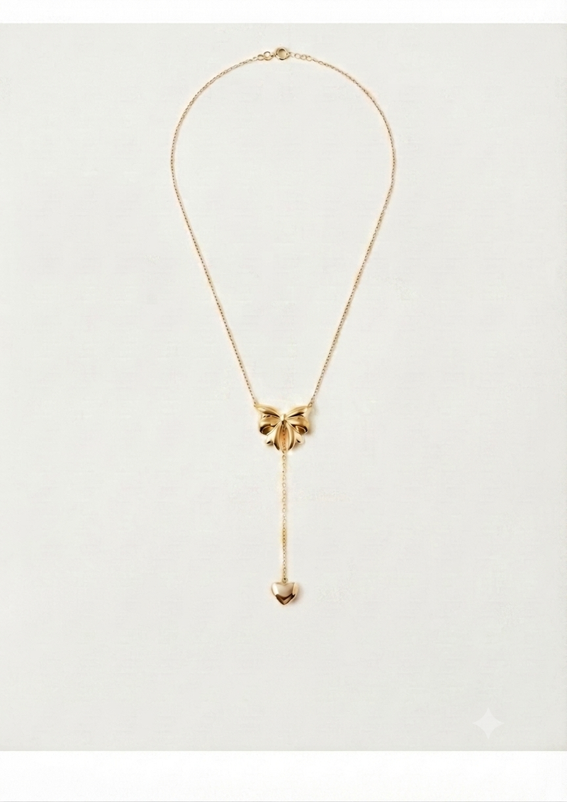 Signature Bow &  Little Love Heart Necklace