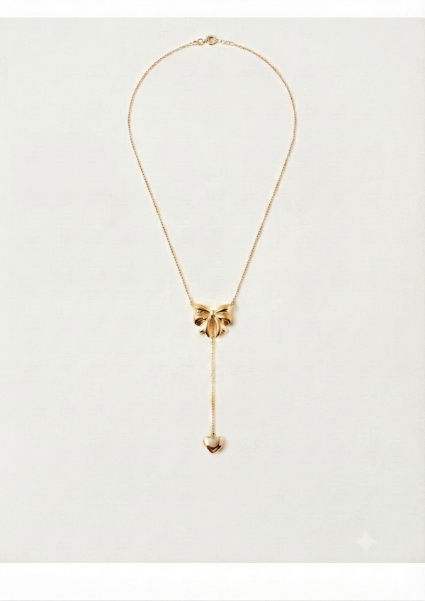 Signature Bow &Little Love Heart Necklace