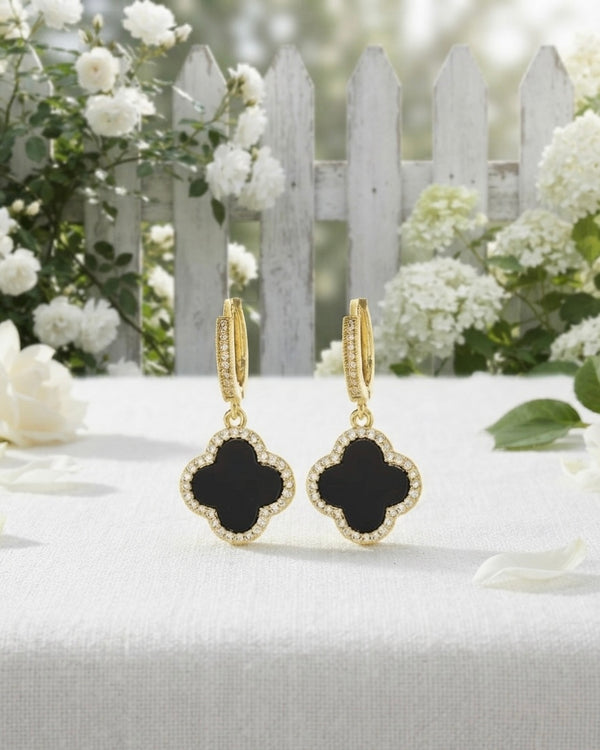 Elysian Noir CloverHuggie Alloy Earrings