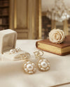 Vintage Charm Lattice & Pearl Drops earring