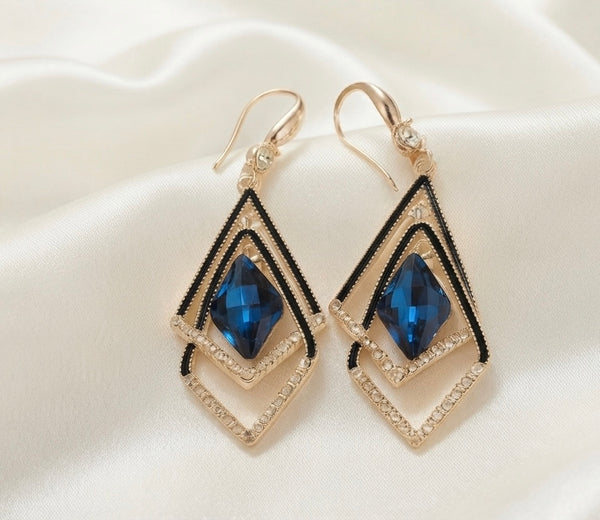 Sapphire Geometric Dangle Earrings