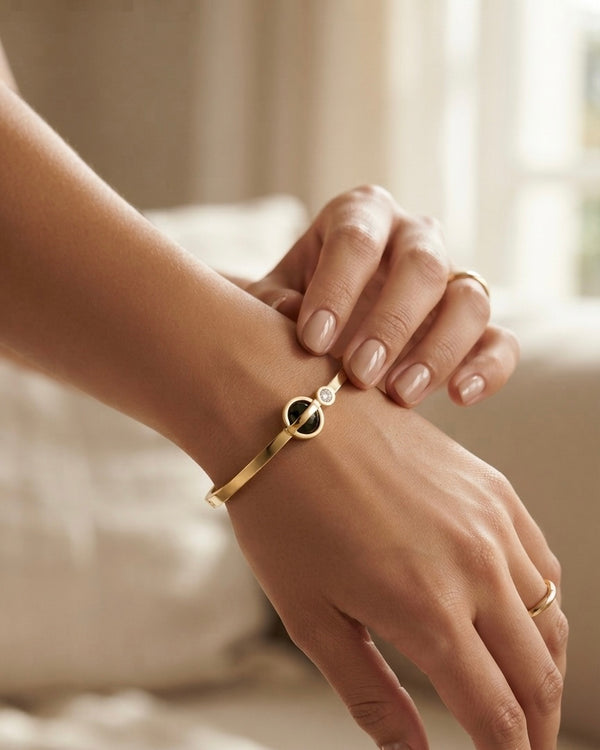Modern Onyx & Crystal Sphere Bracelet