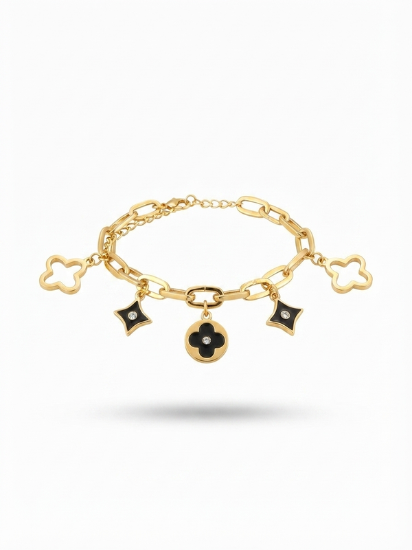 Black & Bold Lux Charm Chain Bracelet