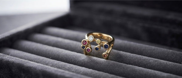 German-Designed Multi-Gemstone Open Band