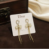 White Bow Tassel Korean Earrings