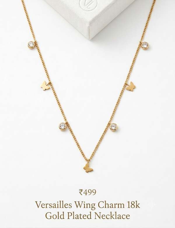 Versailles Wing Charm 18k Gold Plated Necklace