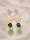 Mosaic Hexagon Gemstone Drop Earrings