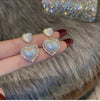 Celestial Opal Heart Korean Earrings