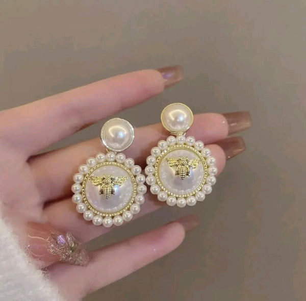 The Monarch Pearl Bee Earrings
