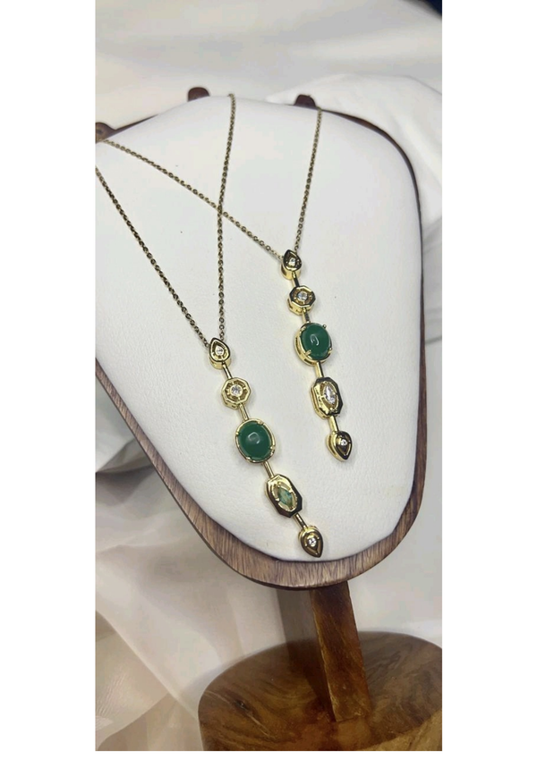 Emerald Linear Droplet Luxe Necklace