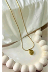 Gold Oval Script Royal Cipher Gold Plated Necklace
