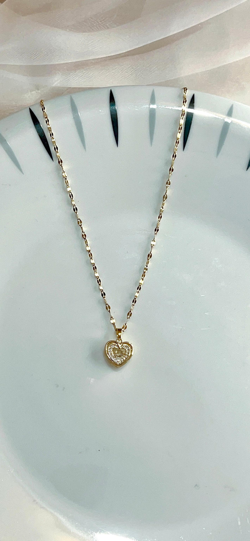 Crystal Heart Necklace Mini Movable Crystal in heart