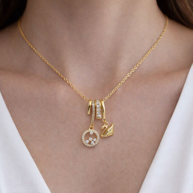 The Serene Swan Trio Luxurious 18k Gold Plated Necklace