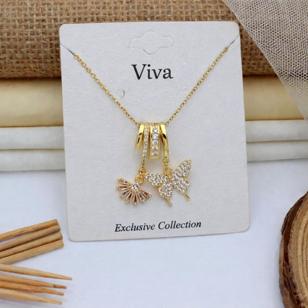 Fluttering Aurora Charm Luxurious 18k Gold Plated Necklace